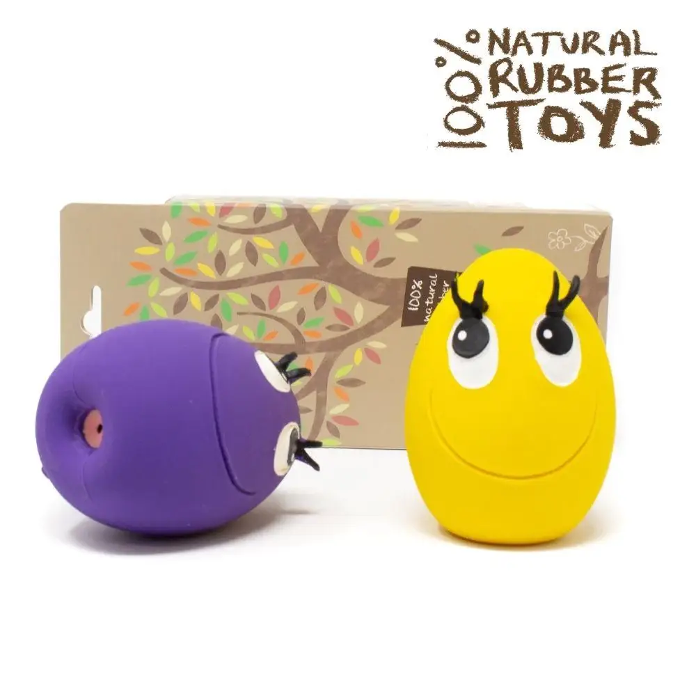 Natural Rubber Toys – wholesale Pet toy – Dog – XL OVO Egg (Yellow & Purple) 2-Set1
