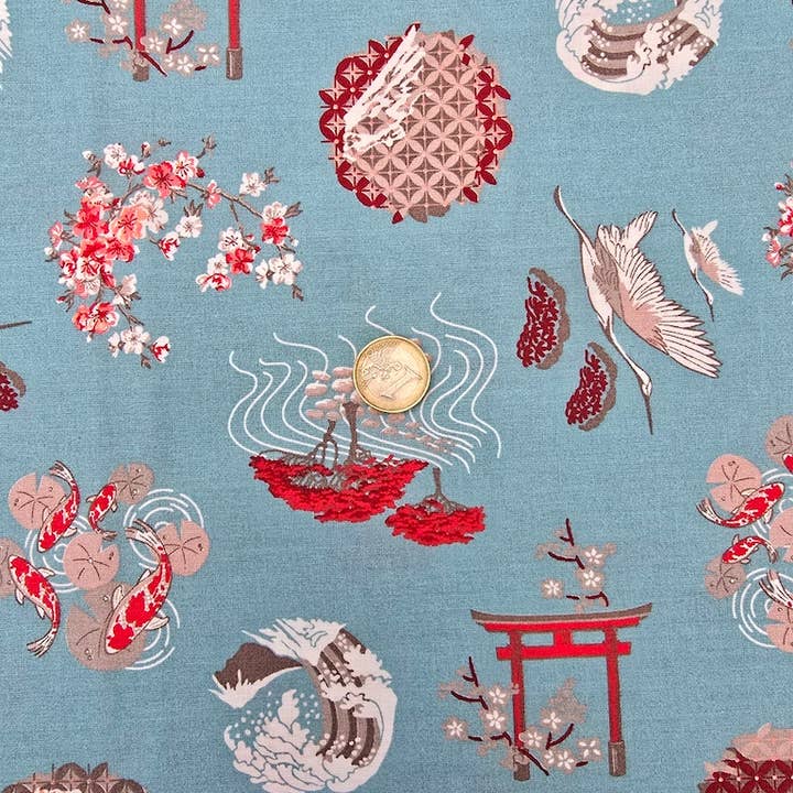 Copertina imbottita per libro con motivi giapponesi, sfondo menta per la vendita all'ingrosso da parte di laubelgo