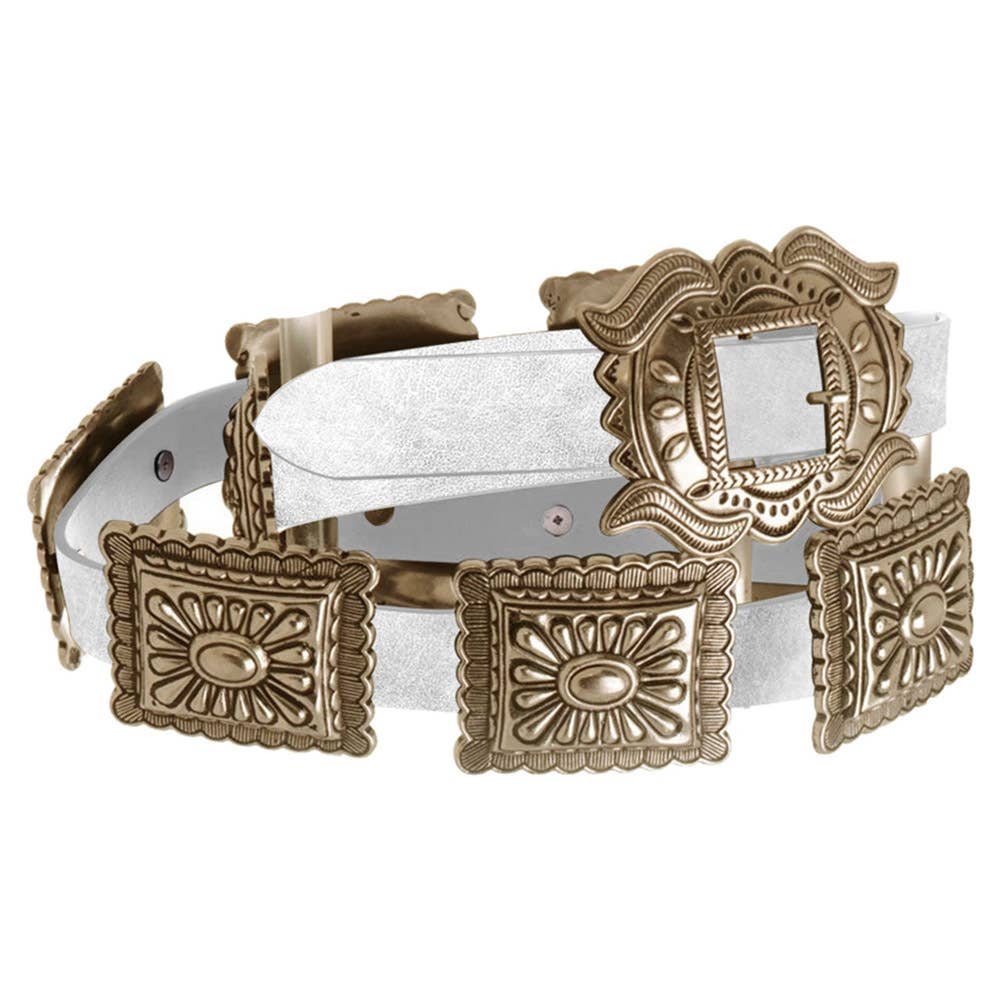 JOIA ACCESSORIES - Wholesale Belt - Women's - RECTANGLE CONCHO LINK BELT, IW 25017WSHAGO1