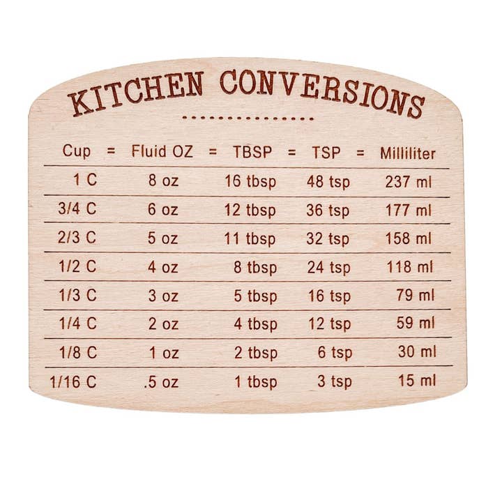 Wild Larch Creative - Wholesale Magnet - Kitchen Conversion Wood Magnet | Conversion Chart | Custom