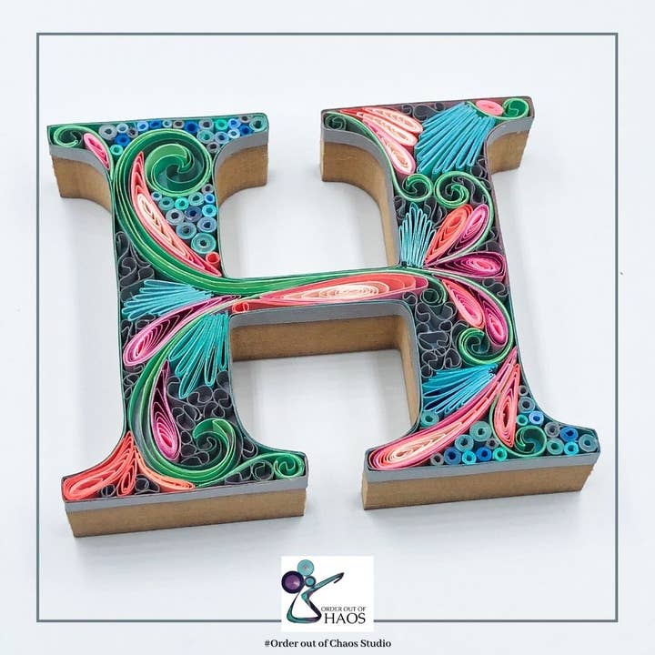 Wooden Letters with Quilling Art for wholesale by Order out of Chaos Studio LLC