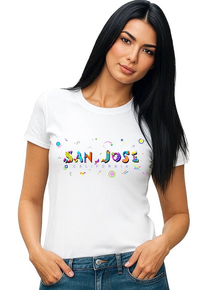 San Jose POPtype T-Shirt – Silicon Valley Cool & Streetwear Edge 💻 for wholesale by Tourist Tee Co.