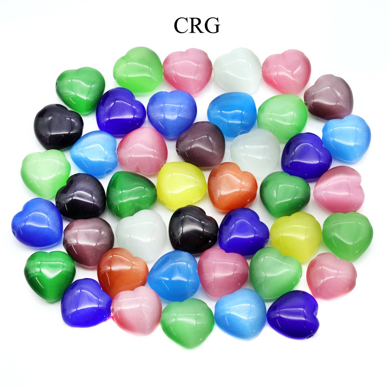 Crystal River Gems LLC – wholesale Spiritual stone/crystal – SET OF 4 - Mixed Cats Eye Hearts w/ Drilled Hole 25 mm avg.0