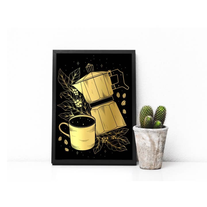 Impresión de lámina de café para venta al por mayor de Cooper Calligraphy Art