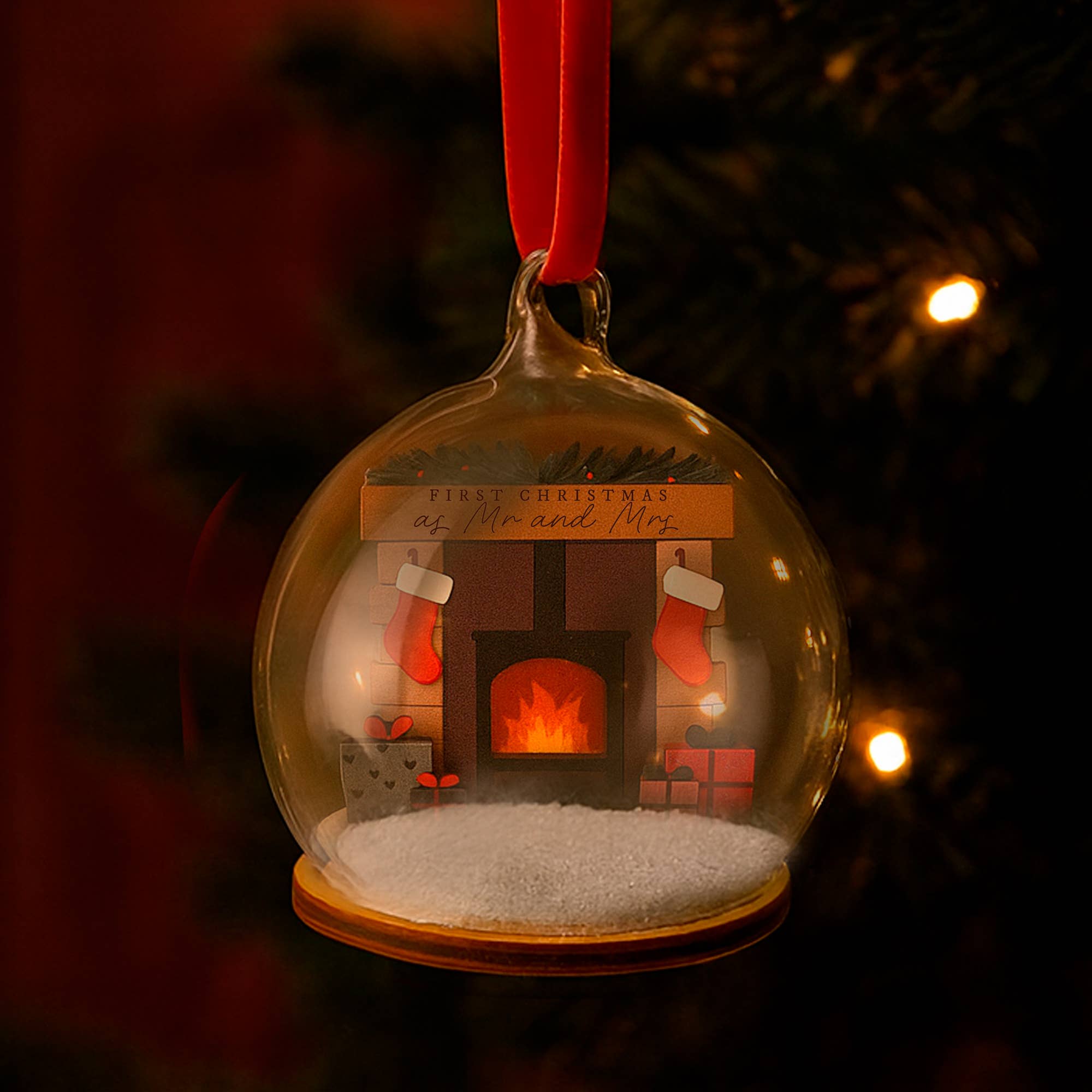 CGB Giftware - Wholesale Ornament - Glass Bauble Fireplace 'First Christmas As Mr & Mrs'0