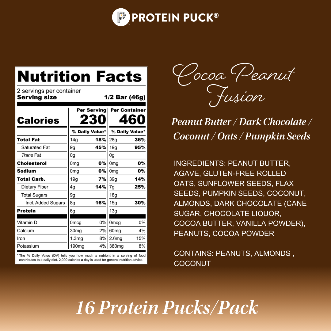 Protein Puck - Wholesale Snack Bar - Cocoa Peanut Fusion (Peanut Butter, Chocolate) (16 - 3.25oz Bars)3