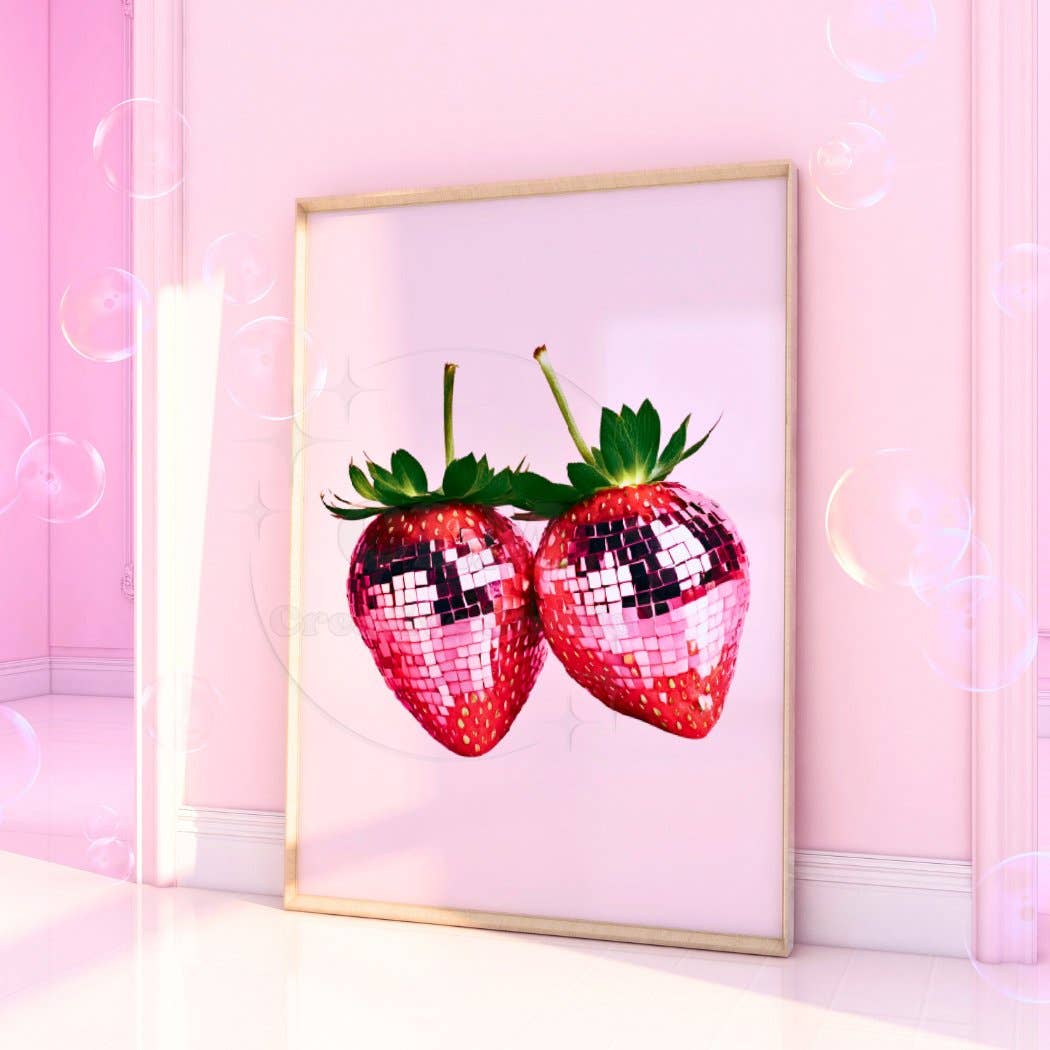 CLM Creative Studio - Wholesale Art Print - Disco Ball Dipped Strawberries Wall Art Prints 4