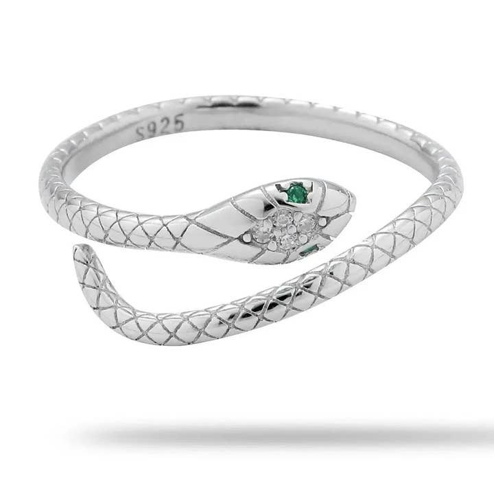 Moclein - Venta al por mayor Anillo de banda/apilable - Anillo Minimalista de Serpiente Plateado1