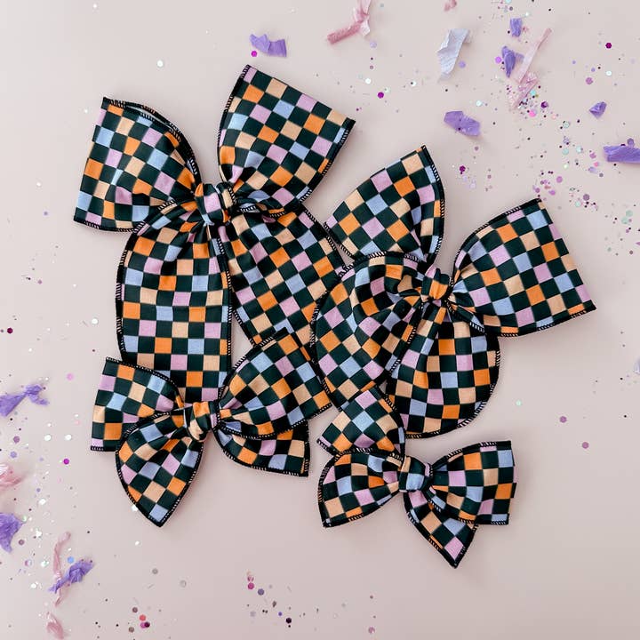 Halloween Checkered for wholesale by Tiny Wonders Bows
