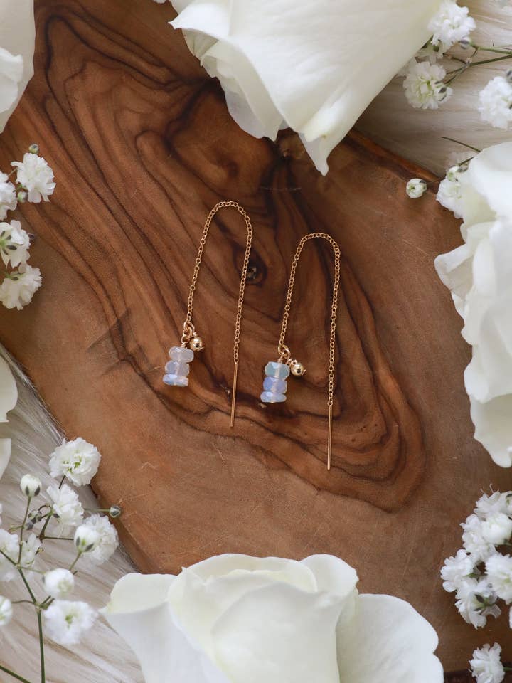 Cosmic Knowing Opal Goldfilled Ear Threaders for wholesale by Malabella Jewels