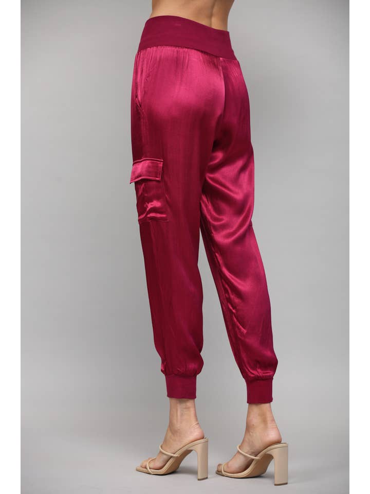 FATE - Vente Pantalon – femme - Pantalon jogger cargo en satin FP317632