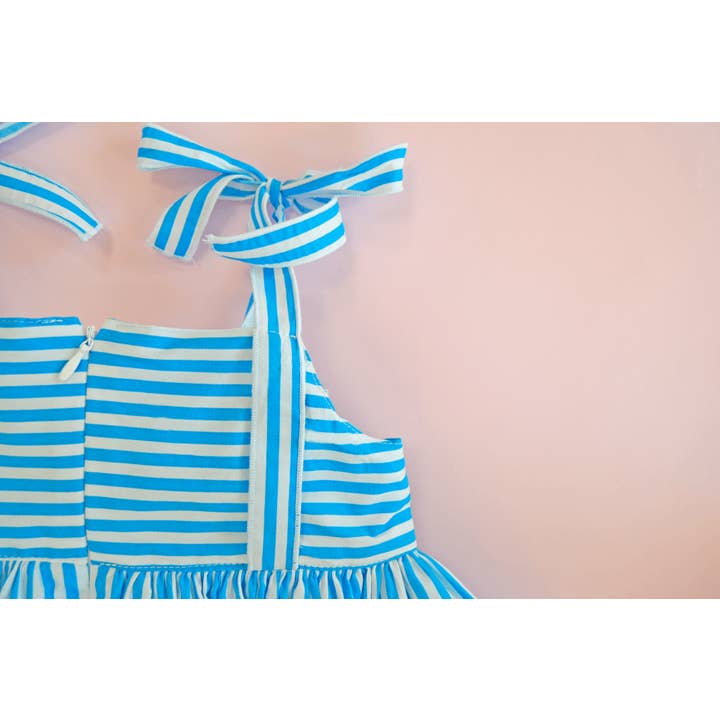 BADUM BADERO - Vente Robe – enfant - ROBE RAYÉE TURQUOISE FRAISE