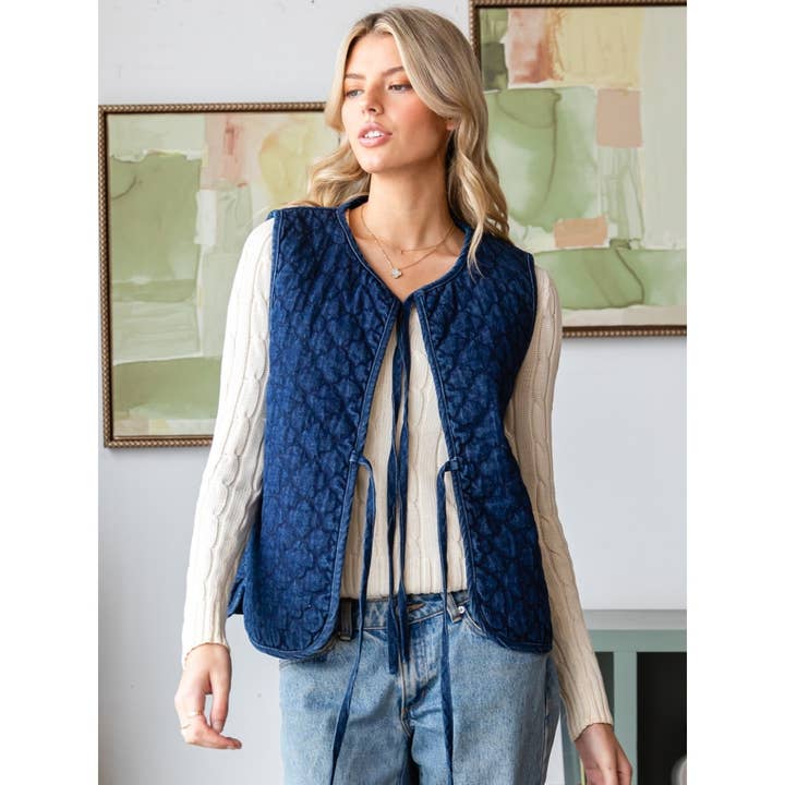 Denim Quilted Vest for wholesale on Faire