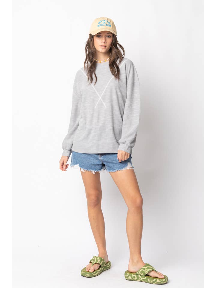 VERY J - Vente Haut en maille – femme - NT10897 Top en tricot côtelé au point en V21