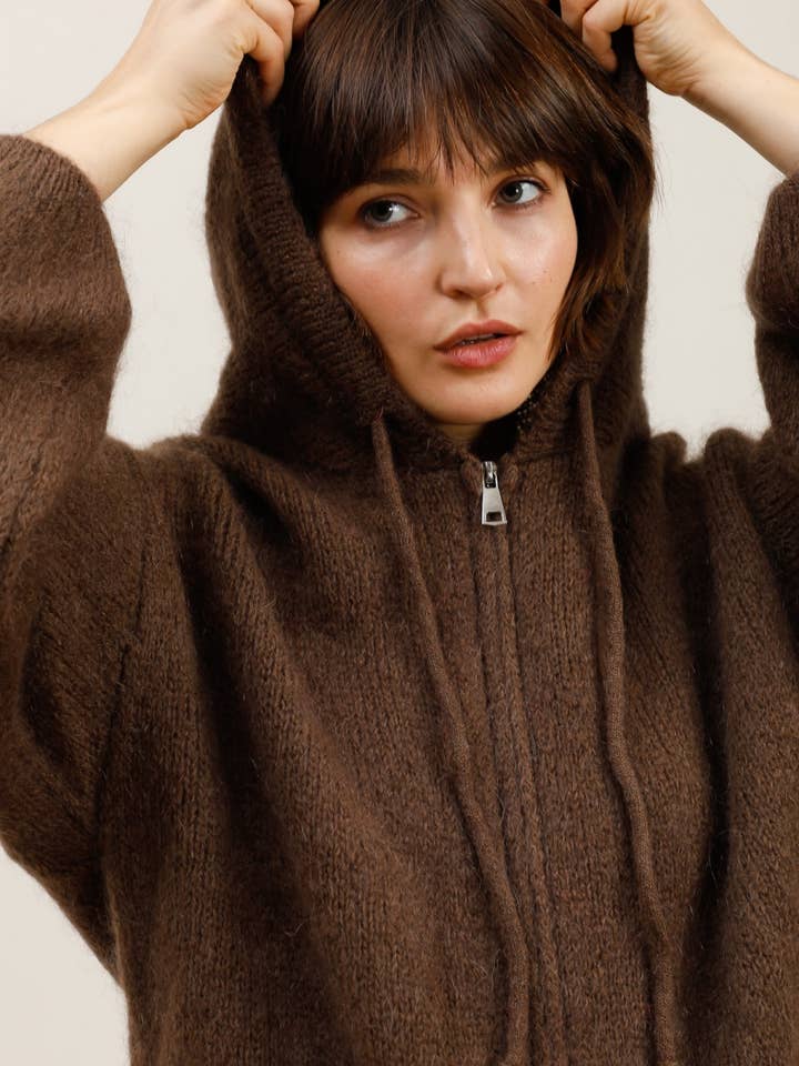NAÏS PARIS - Wholesale Cardigan - Women's - Zip-up cardigan with hood in mohair and wool2