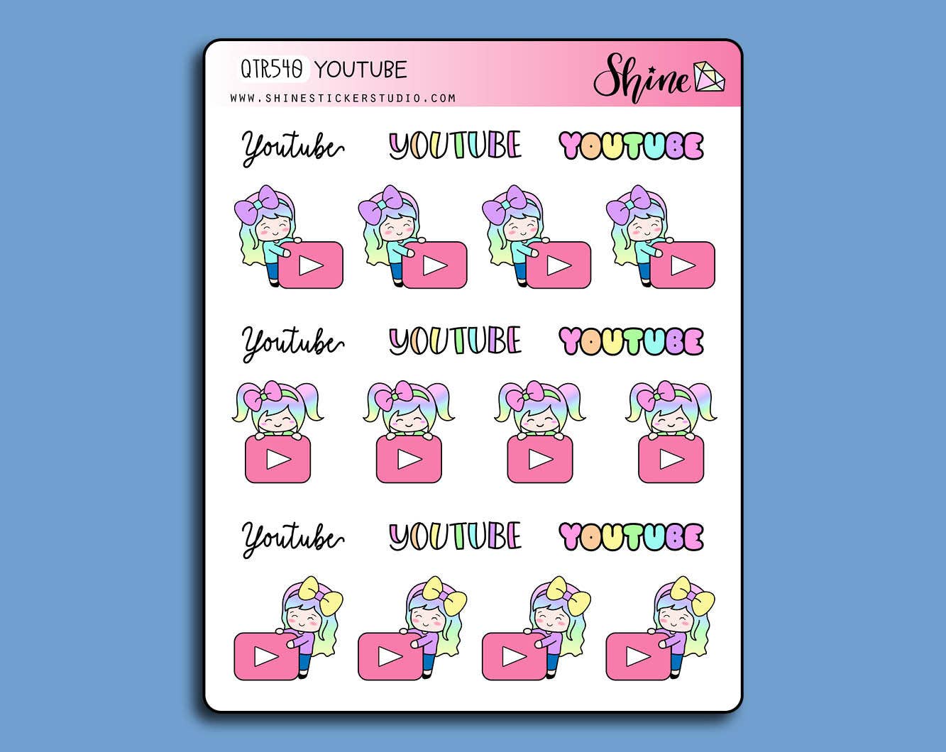 Shine Sticker Studio - Wholesale Sticker - Luna YouTube Stickers0