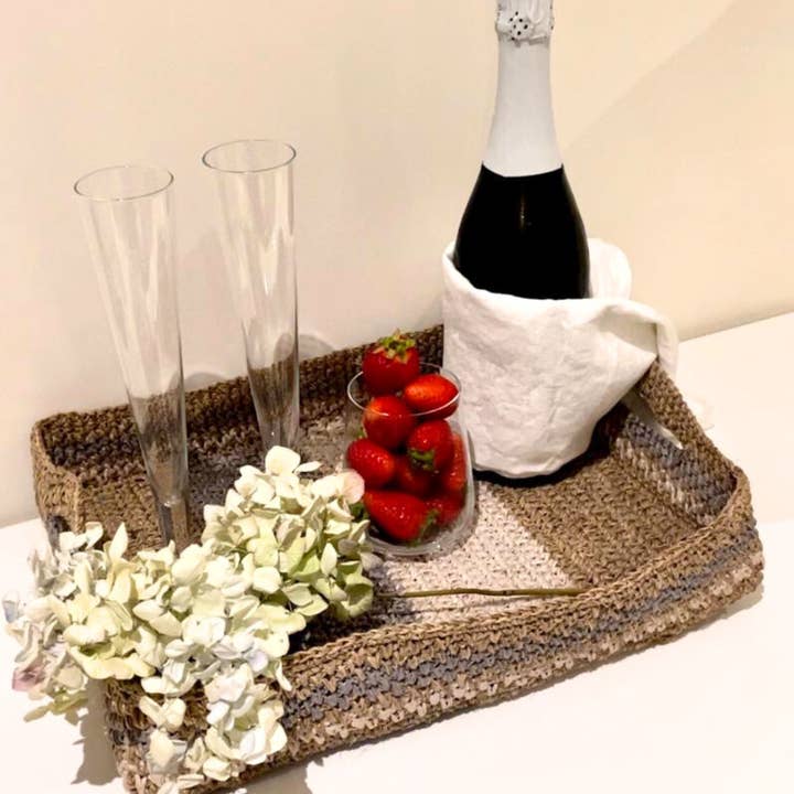 Bandeja Retangular Fique Agave Feita à Mão em Crochê por atacado de Casa Bonita