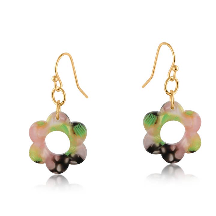 FIONA FLORAL RESIN EARRING for wholesale by Big Metal London