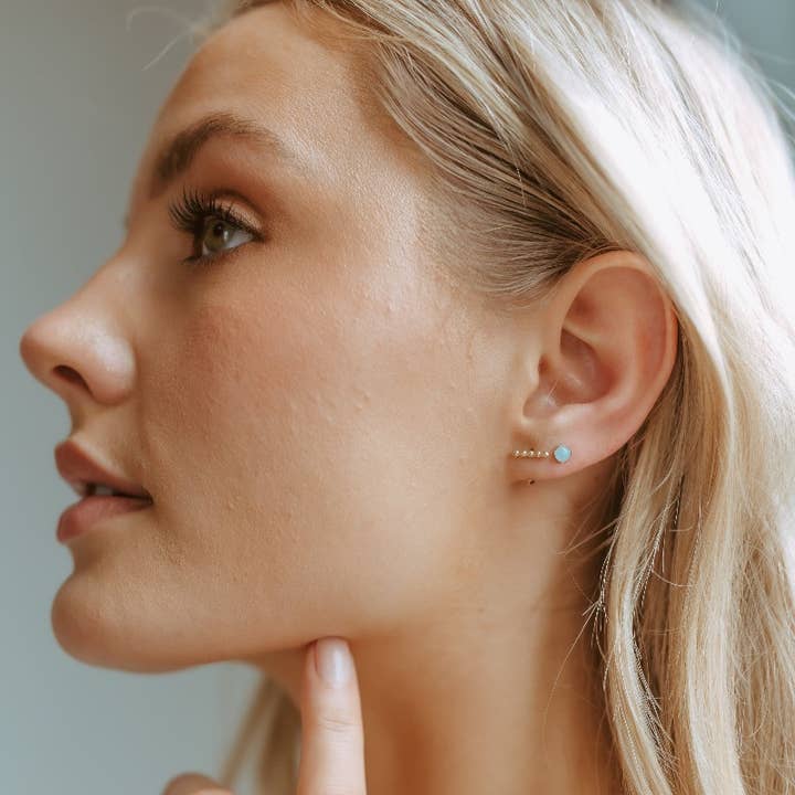 Token Jewelry - Wholesale Stud/Post Earrings - Aquamarine Stud Earrings in 14k Gold Fill or Sterling Silver