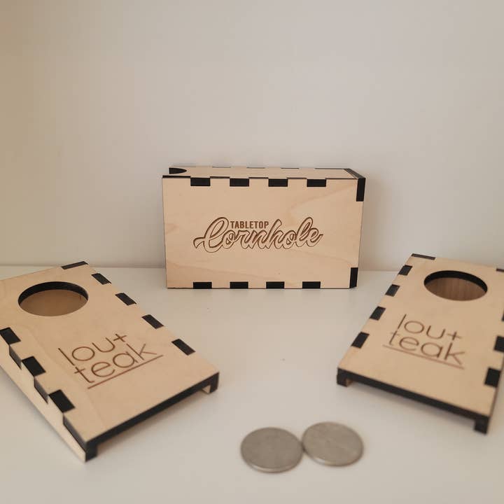Mini Desktop Cornhole | Laser Cut + Engrave | Hand Assembled for wholesale by lou+teak