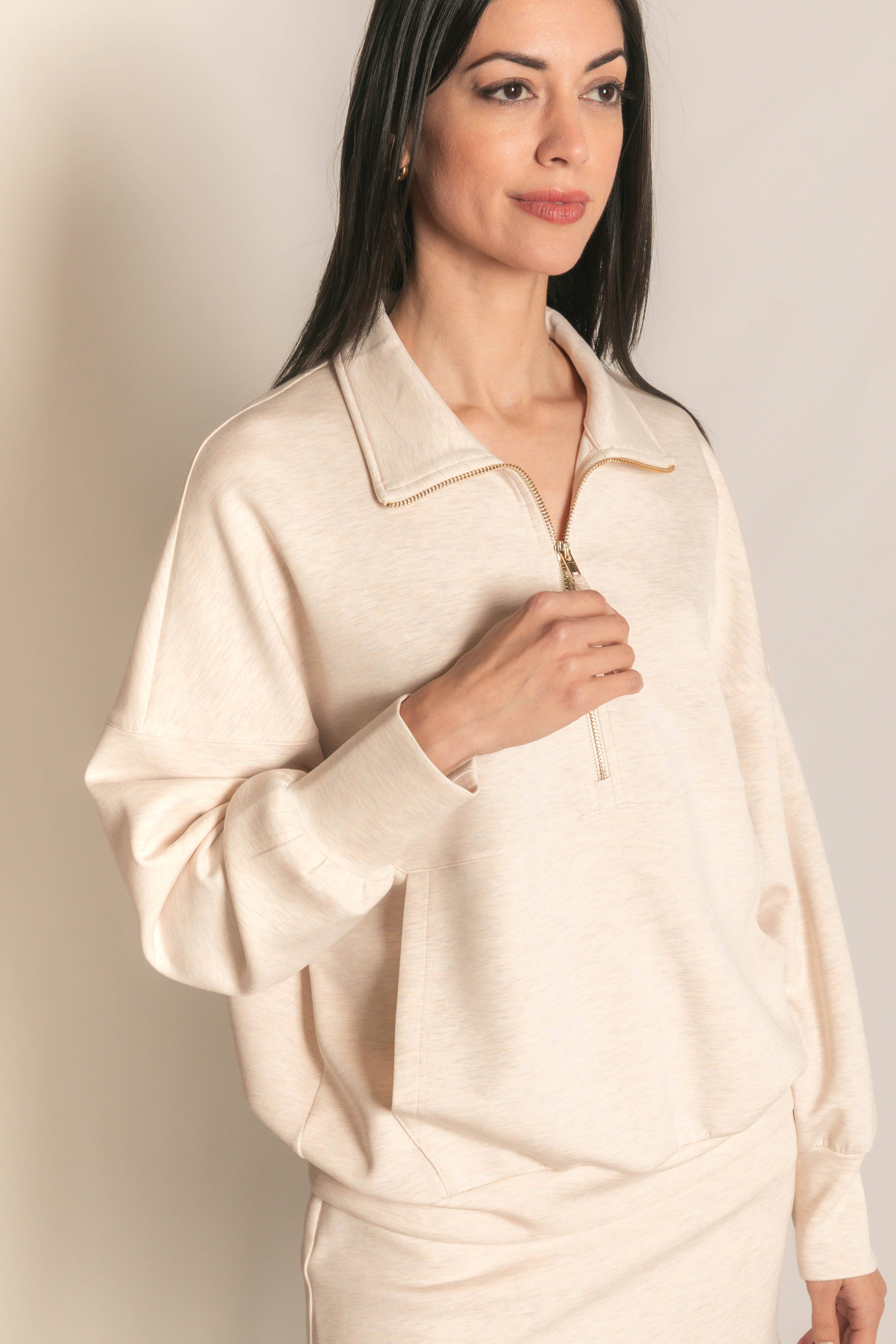 P. CILL - Vente Sweat-shirt – femme - Pull zippé P. CILL Butter en modal91