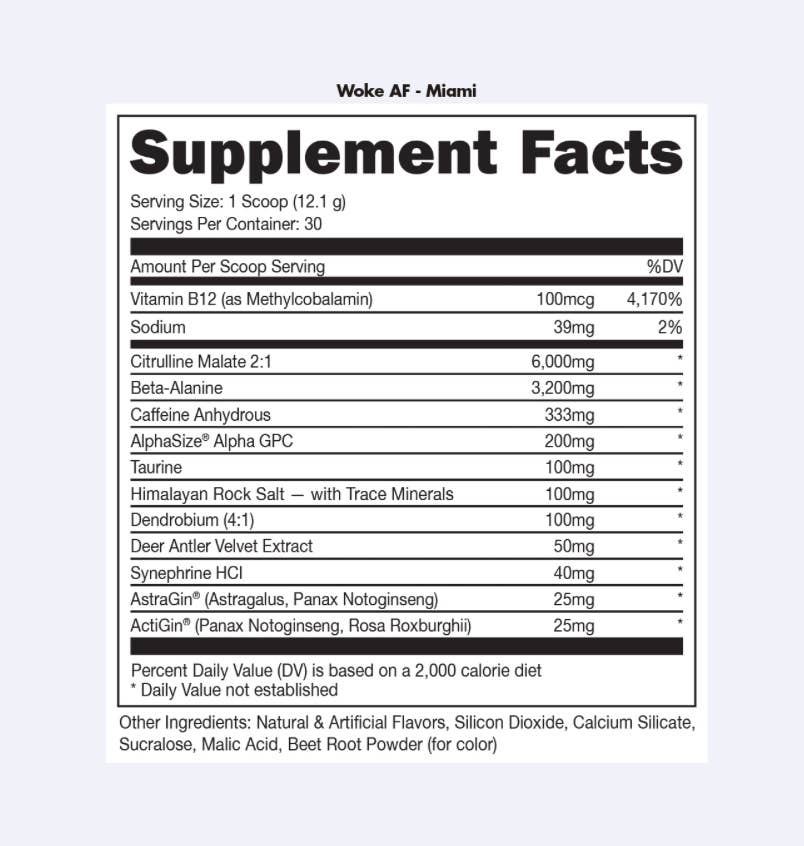 Bucked Up - Wholesale Oral Supplement/Vitamin - Woke AF Pre-Workout [30 Serv]8