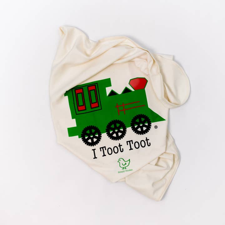 Baby Organic Train Natural Swaddle Blanket USA Made for wholesale by Simply Chickie® Organic Baby & Kids | USA Made • Ships USA