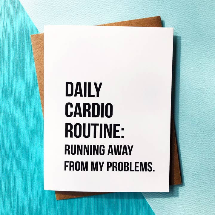 Top Hat and Monocle - Wholesale Everyday Greeting Card - Daily Cardio Routine Card0