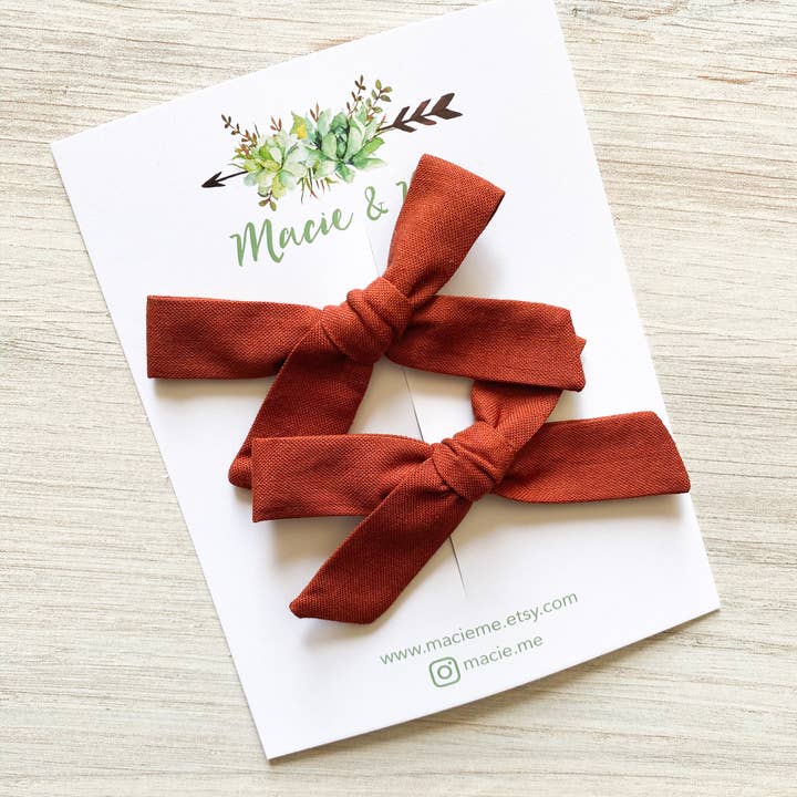 Rust Schoolgirl Bows for wholesale by Macie & Me