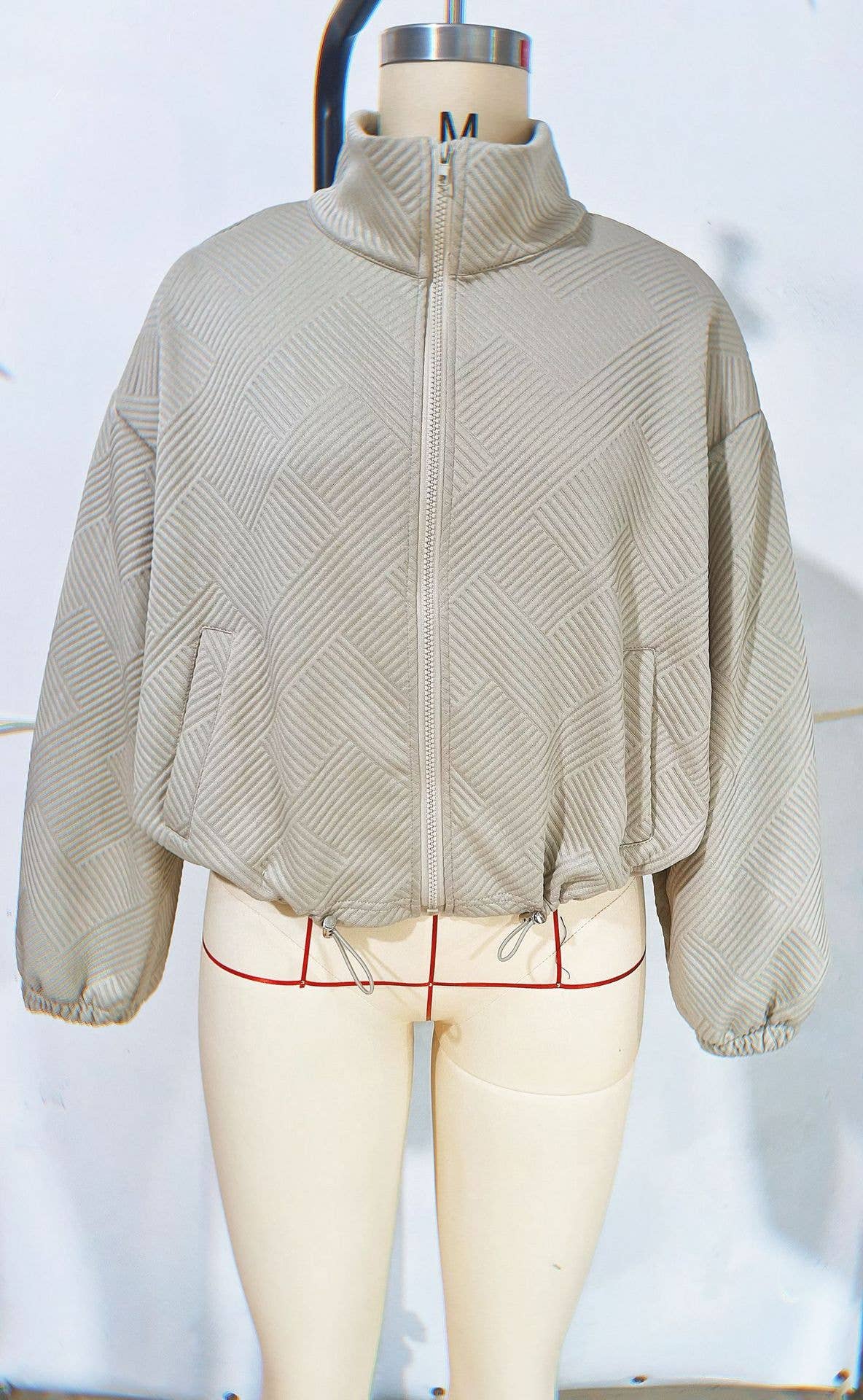 Hope & Sunshine - Vente Bombers – femme - Blouson Bomber à Col Montant avec Fermeture Éclair et Cordon de Serrage3