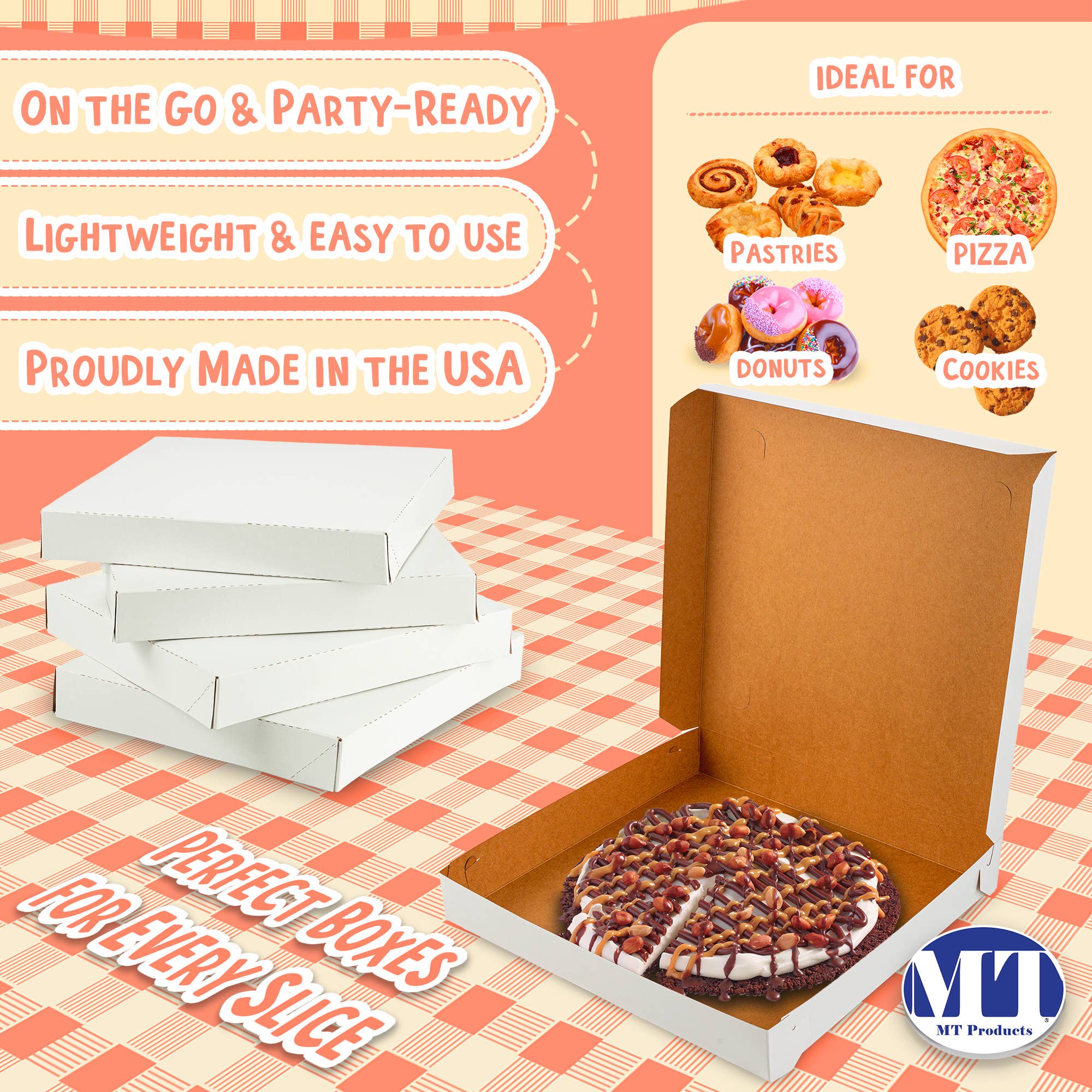 MT Products - Wholesale Food Storage Container - MT Products White Extra Thin Paperboard Pizza Boxes8