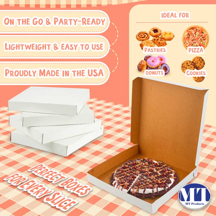 MT Products - Wholesale Food Storage Container - MT Products White Extra Thin Paperboard Pizza Boxes8