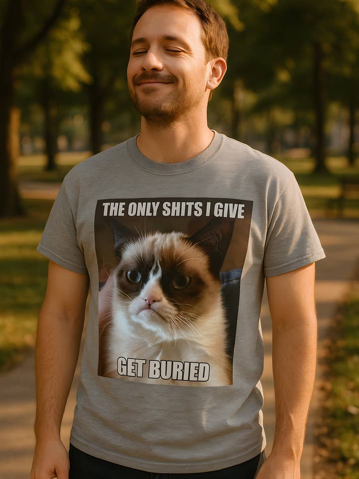 Official Store - Wholesale Screen Printed T-Shirt - Men's - Grumpy Cat - Get Buried Men's Premium Soft T Shirt