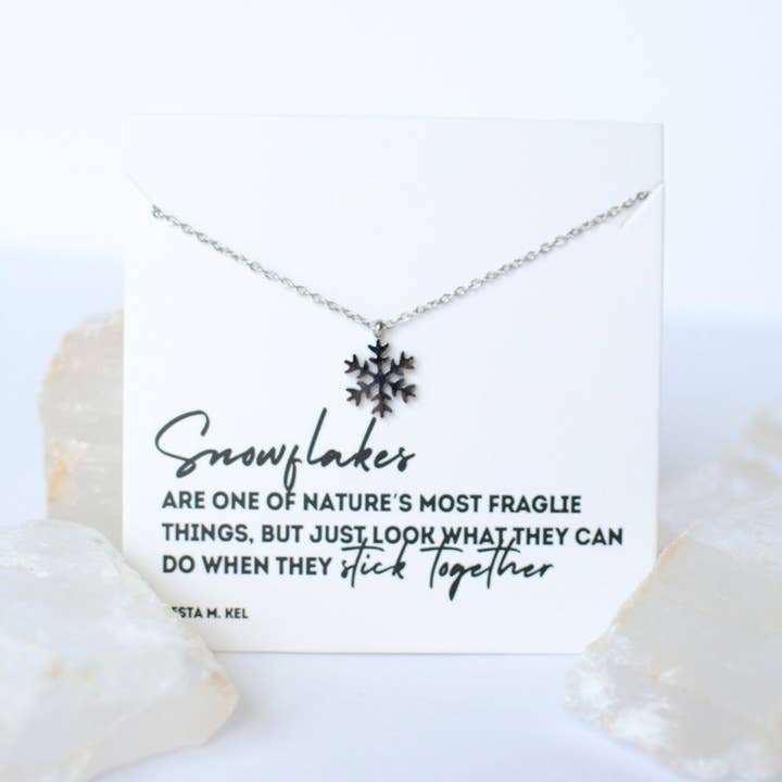 Two and Crew - Wholesale Pendant/Charm Necklace - Christmas Winter Snowflake gift charm necklace on quote card