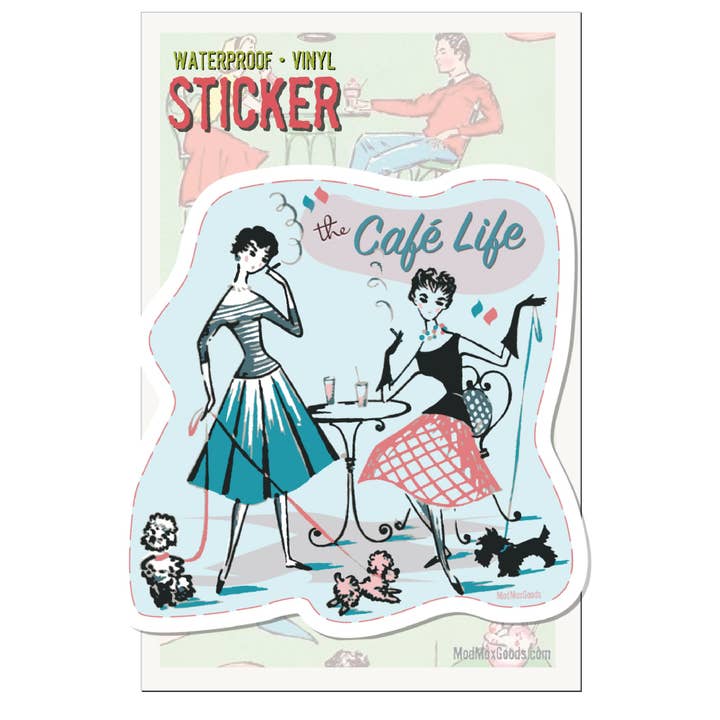 Sticker - The Cafe Life a retro Paris fantasy for wholesale by ModMoxGoods