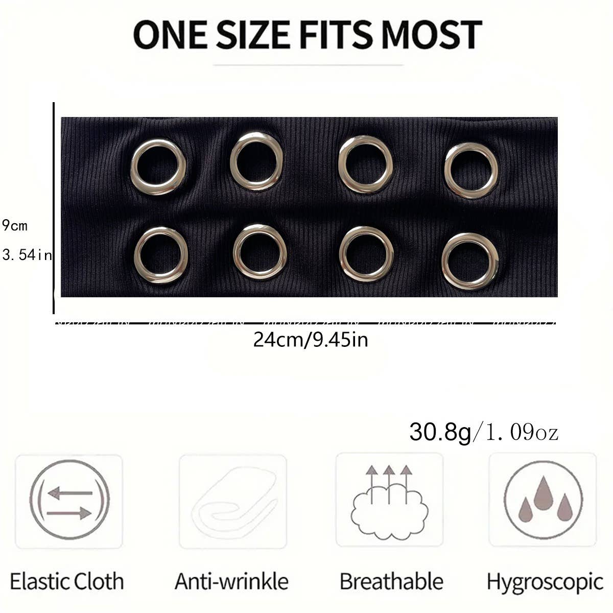 LadyJuneAccessories - Wholesale Fashion Headband - Women's - Ribbed Wide Headband with Metal Grommet Holes Multiple Color1