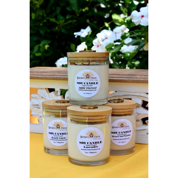 Brown's Creek Honey Farm – wholesale Jar/filled candle – Glass Jar Candle with Lid and Bee Wax Stamp8