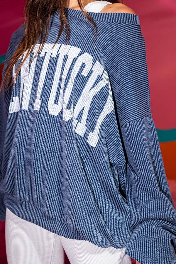 KELLY GREEN T1770M 'KENTUCKY' Comfy Oversize Graphic Sweatshirt, Gameday for wholesale on Faire15