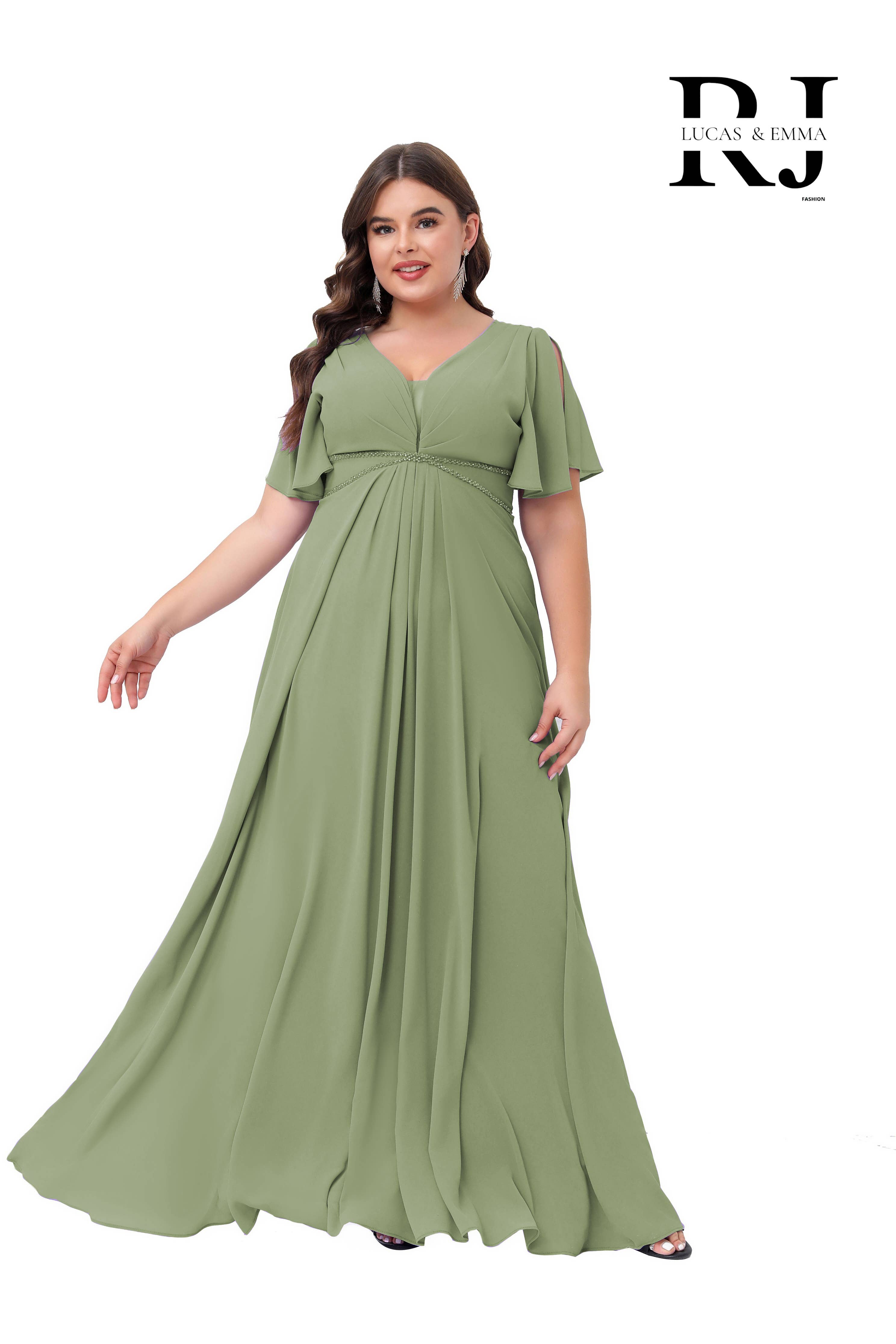 Lucas & Emma - Sarl RJ & co - Wholesale Gown - Women's - Plus size long fluid formal dress with V-neckline5