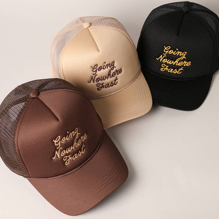 Fashion City - Wholesale Trucker Hat - Women's - Going Nowhere Fast Embroidery Foam Trucker Hat