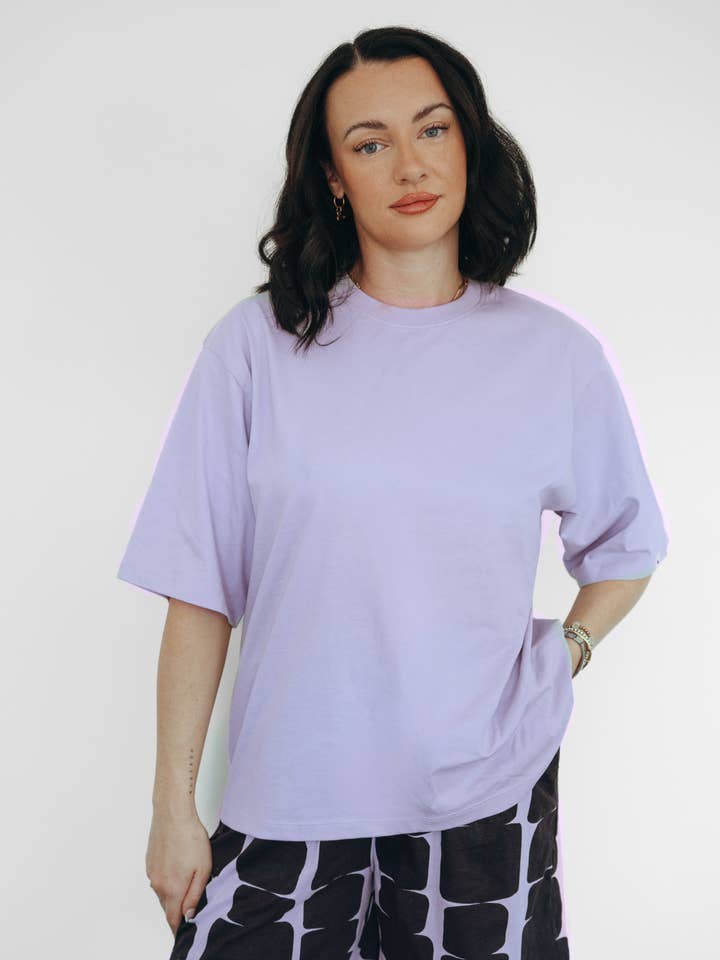 Elsie Lilac Oversized T-Shirt for wholesale by Turtledove London
