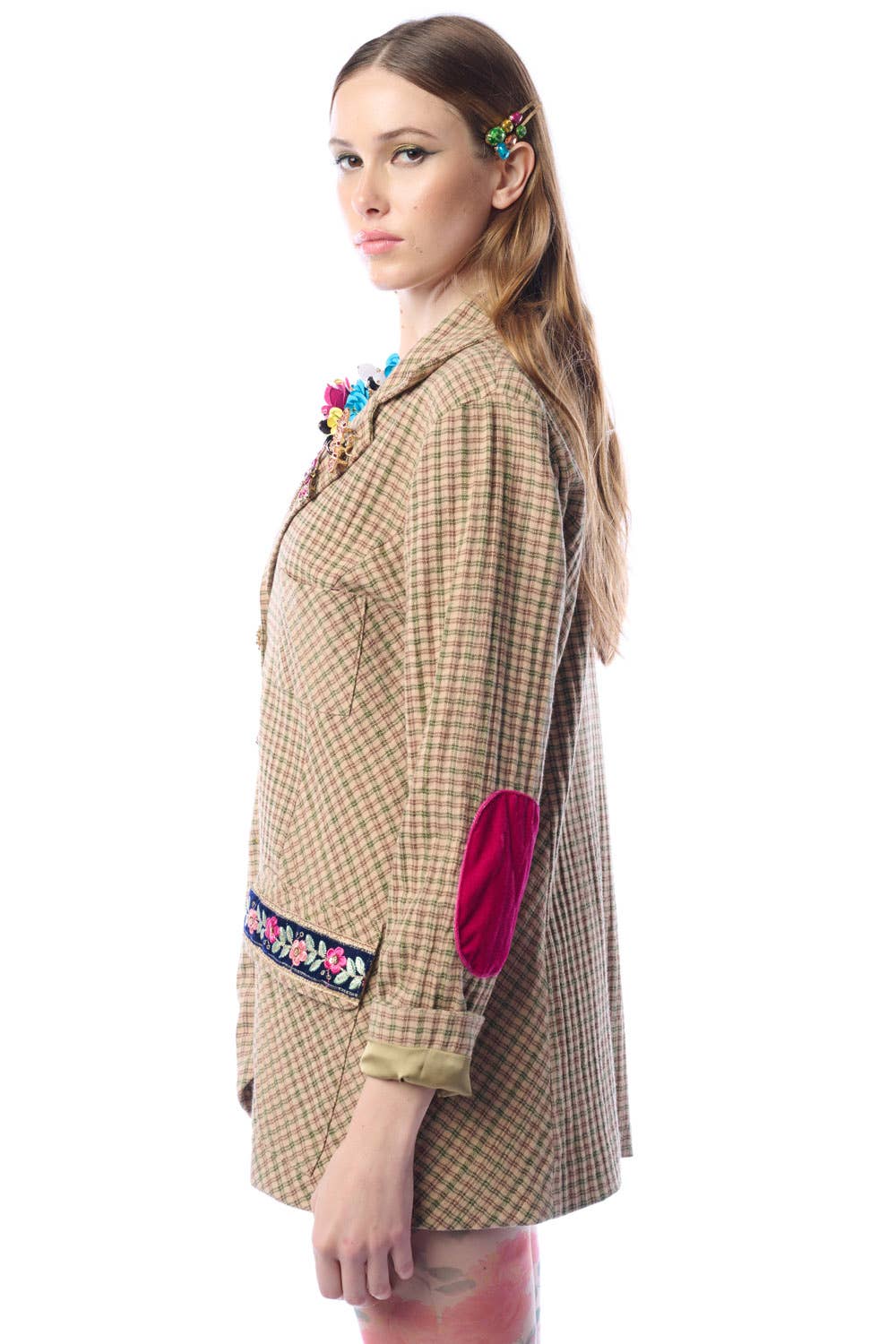 Aratta | Women's Fashion - Wholesale Blazer - Women's - Diana Beige Floral Blazer | Plaid Blazer | Flowery Jacket5