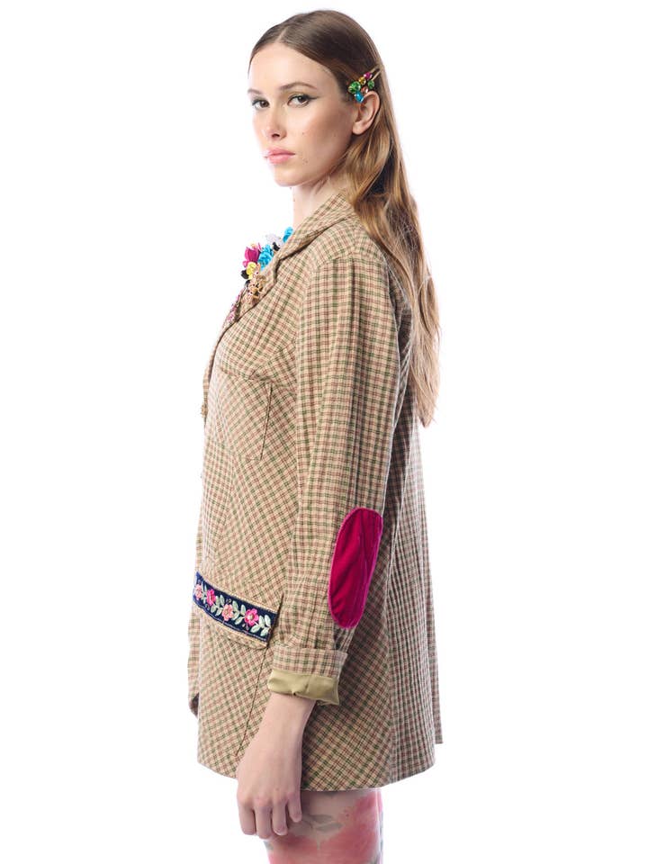 Aratta | Women's Fashion - Wholesale Blazer - Women's - Diana Beige Floral Blazer | Plaid Blazer | Flowery Jacket5