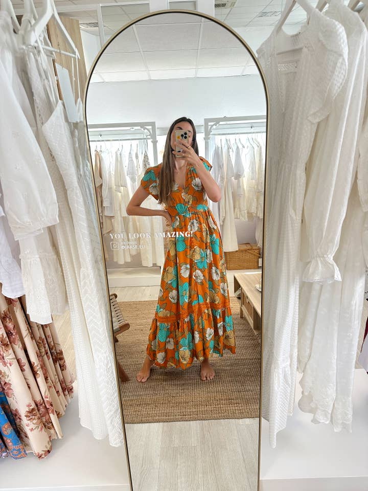 Jaase - Wholesale Dress - Women's - AQUA FIELDS PRINT CARMEN DRESS2