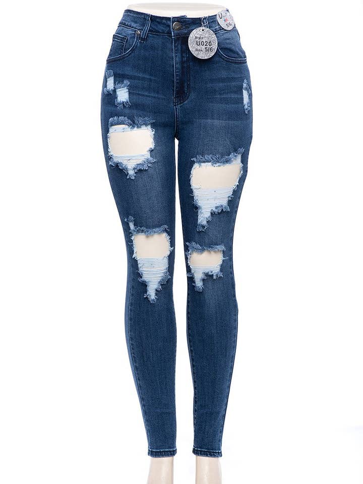 High Waisted Ripped Skinny Jeans for wholesale by U Jeans