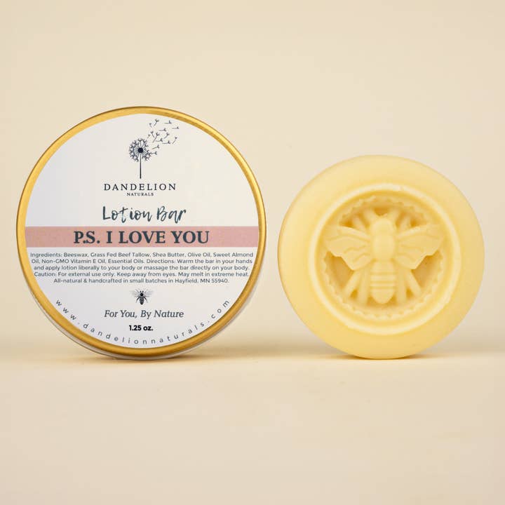 Tallow Lotion Bar Lavender, Juniper, Mint, Sage PS I LOVE U for wholesale by Dandelion Naturals