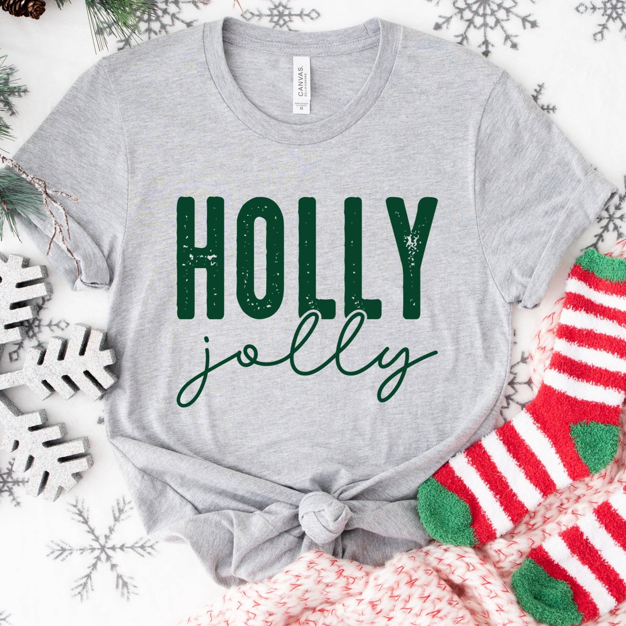 Epic Life  - Designed - Wholesale Screen Printed T-Shirt - Women's - Holly Jolly Shirt or Sweatshirt – Christmas Holiday Top – S-4XL Plus Size – Multiple Colors1