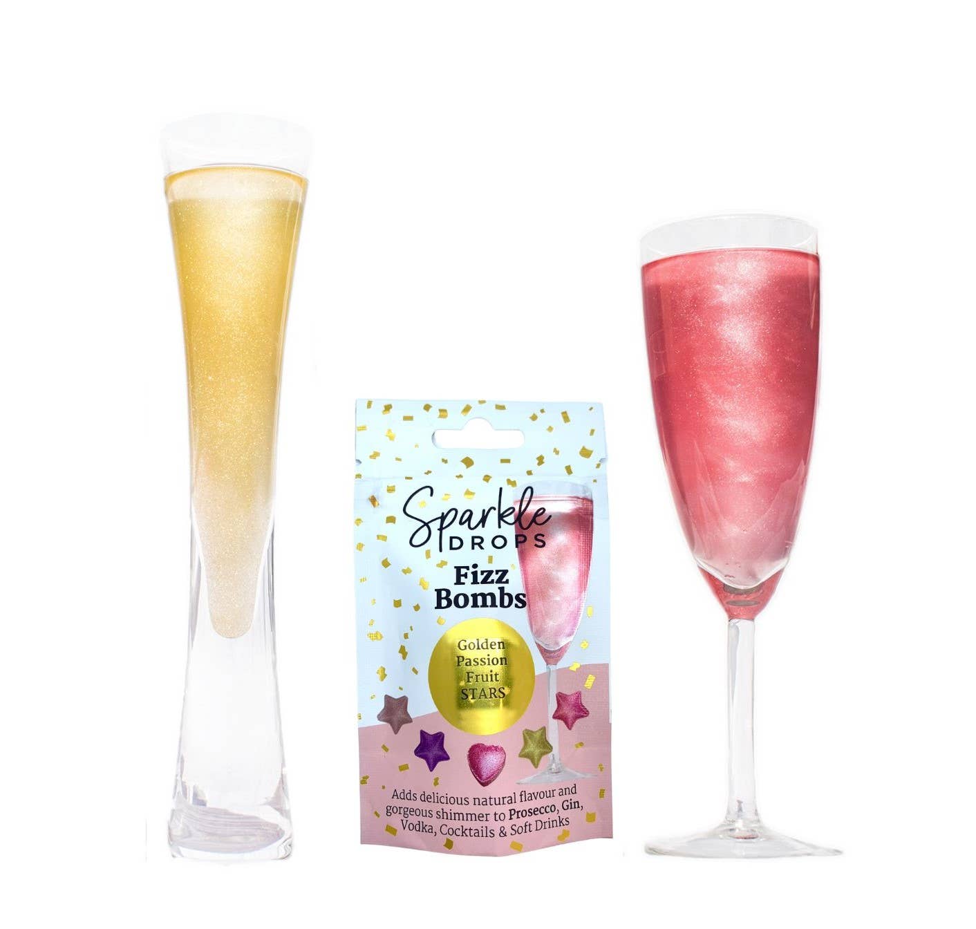 Sparkle Drops - Wholesale Cocktail mix/syrup - Sparkle Fizz Bombs - Pink & Gold