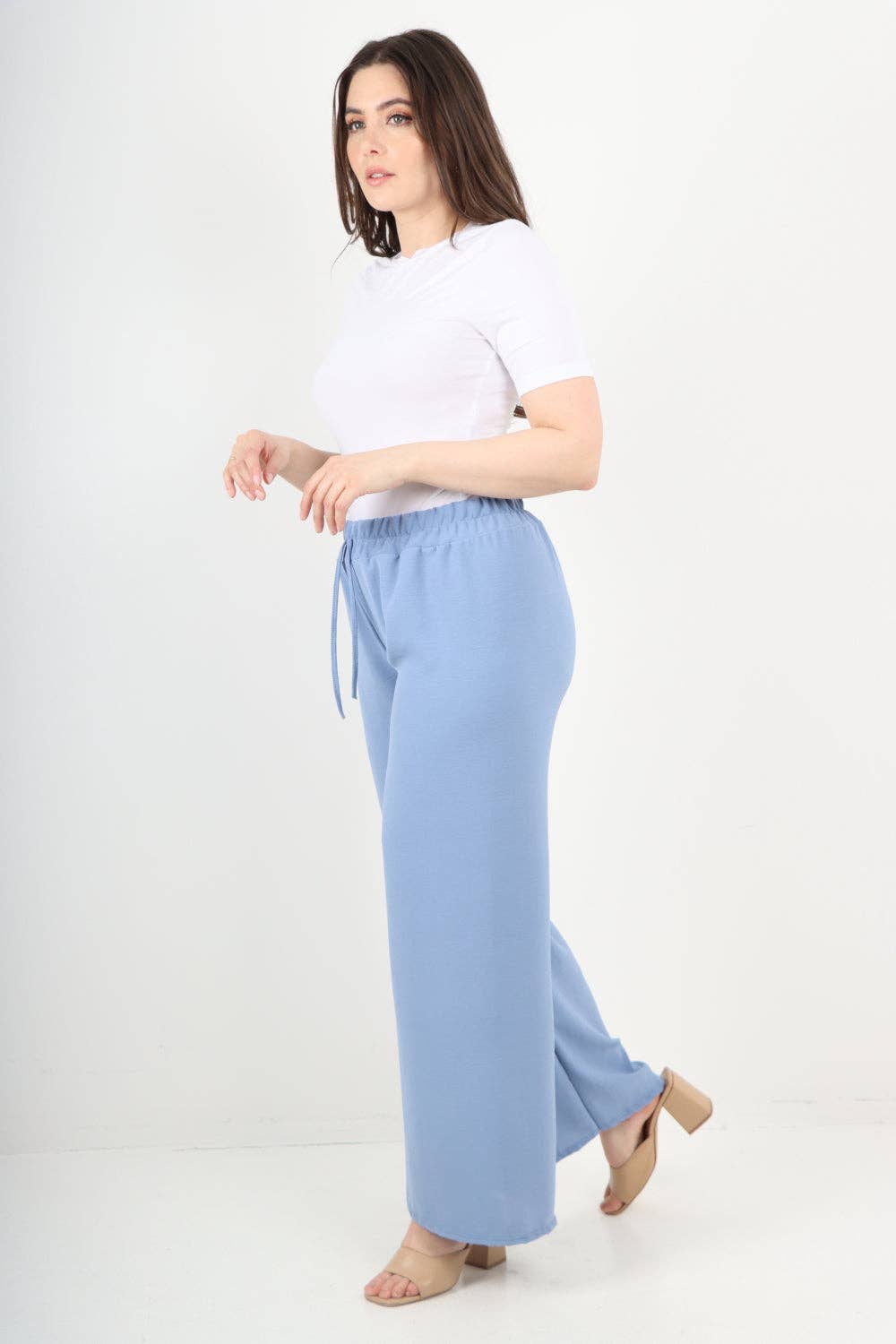 Miss Bold – wholesale Pants – Women's – Italian Elastic Waistband Drawstring Wide Leg Trousers37