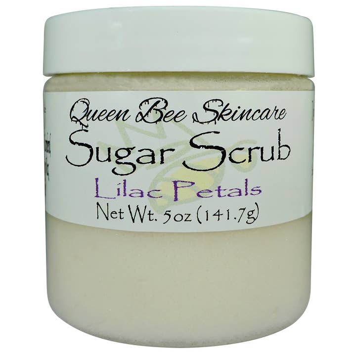Lilac Petals Sugar Scrub 5oz for wholesale by Queen Bee Skincare, LLC